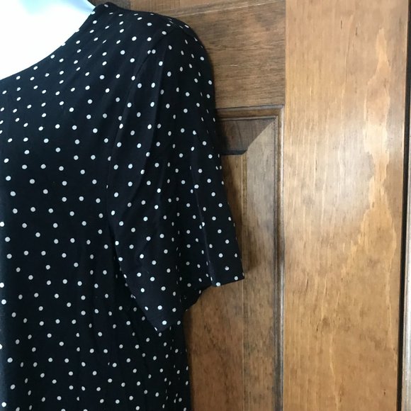LOFT Black w/White Polka Dots Short Sleeve Dress Size 14 - Picture 5 of 11